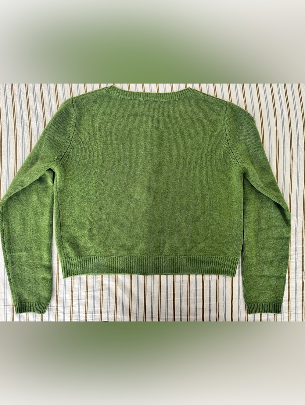 Reformation Clara Cashmere Crew Cardigan Green - Picture 2 of 5